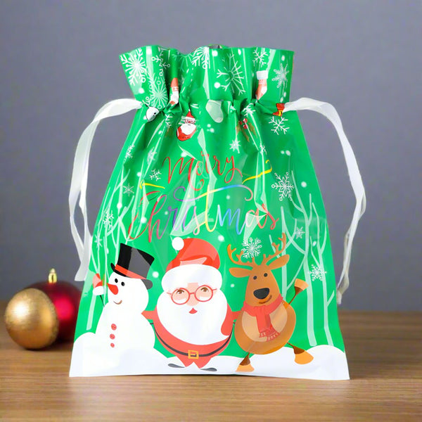 Mumuso Christmas Drawstring Gift Bag (Santa Claus/Green/S)