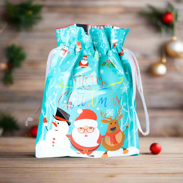 Mumuso Christmas Drawstring Gift Bag (Santa Claus/Blue/S)