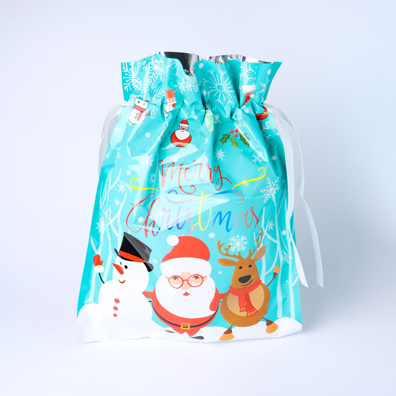 Mumuso Christmas Drawstring Gift Bag (Santa Claus/Blue/S)