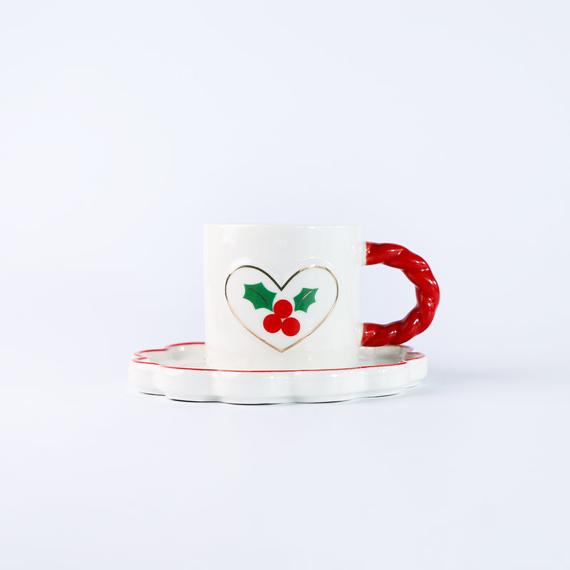 Mumuso Christmas Ceramic Mug With Spiral Handle (250 Ml/Style A)