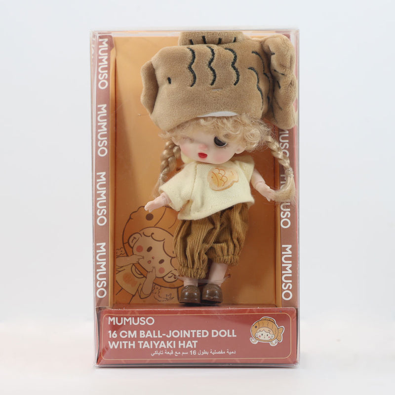 Mumuso 16 Cm Ball-Jointed Doll With Taiyaki Hat (Brown)