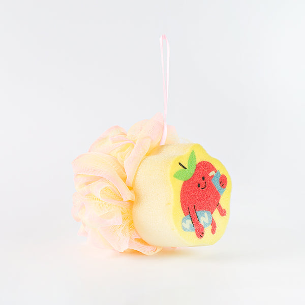 Mumuso Double-Sided Bath Sponge - Cartoon Apple