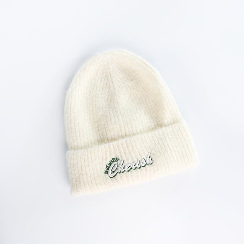 Mumuso Embroidered Knit Beanie - White