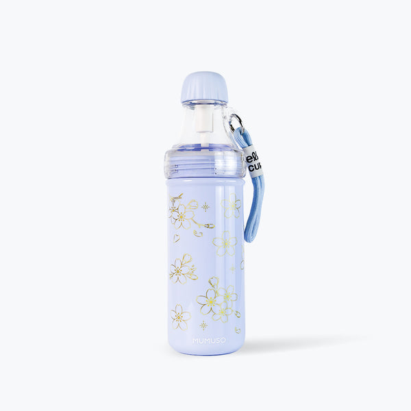 Mumuso Cola-Shaped Water Bottle (Cherry Blossom/Blue/650 ml)