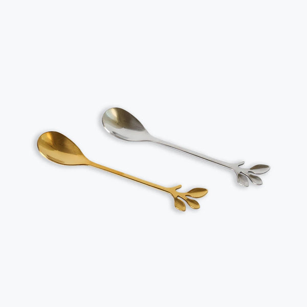 Mumuso 12 Cm Coffee Spoon With Leaf Handle (2-Pcs)