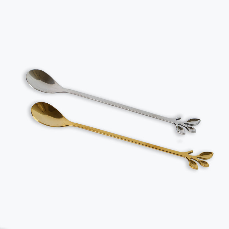 Mumuso 16 Cm Coffee Spoon With Leaf Handle (2-Pcs)