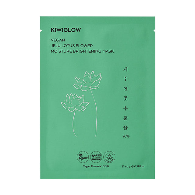 Kiwiglow Vegan Jeju Lotus FlowerMoisture Brightening Mask - 27ml*10mask pcs