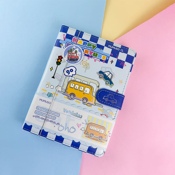 Mumuso B6 Notebook with Magnetic Clasp - Cartoon Vehicles