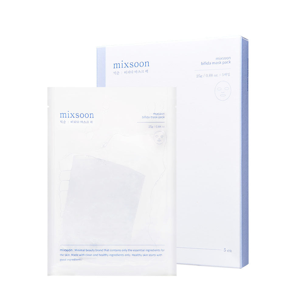 Mixsoon Bifida Mask Pack sachet beside its five-mask box