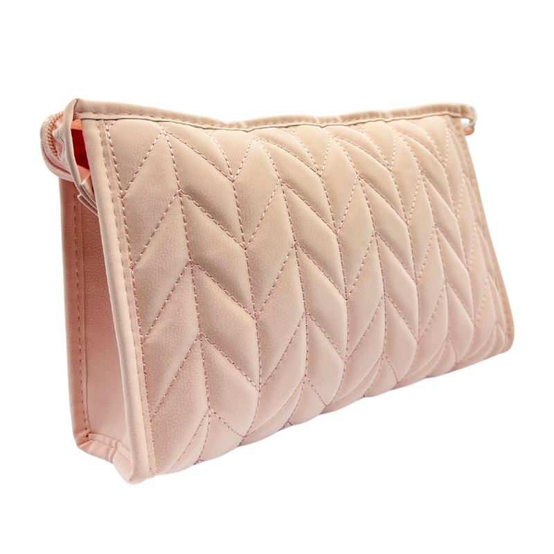 Mumuso Herring Bone Trapezoid Cosmetic Bag - Pink