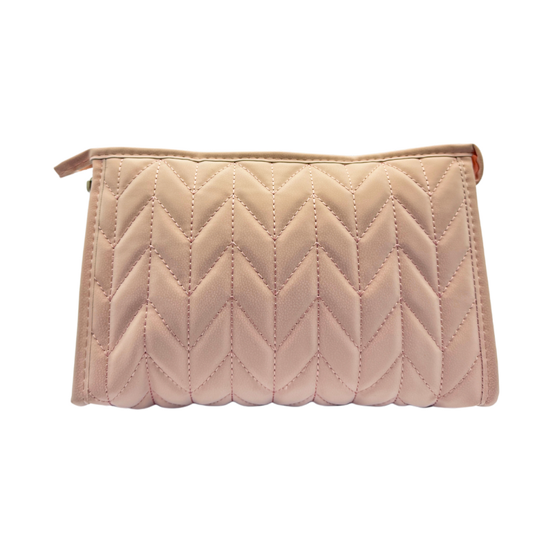 Mumuso Herring Bone Trapezoid Cosmetic Bag - Pink