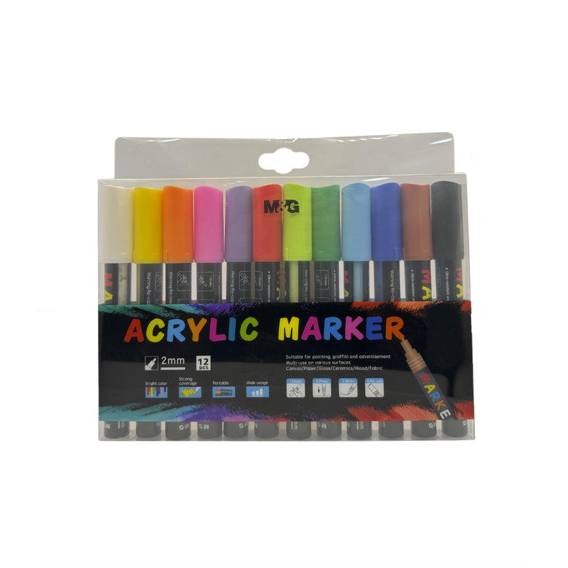 M&G Acrylic Marker Set - 12 Colors