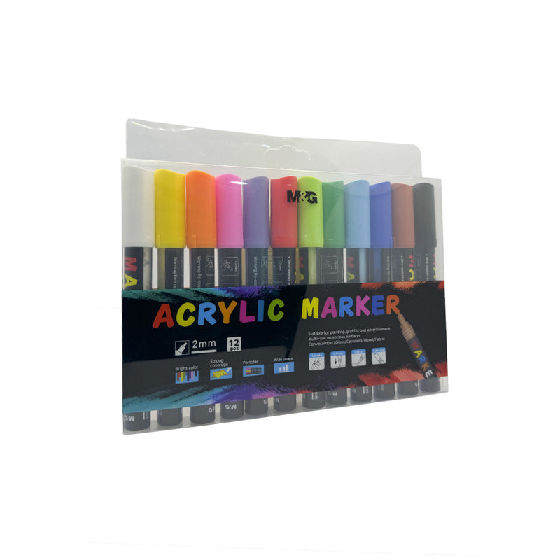 M&G Acrylic Marker Set - 12 Colors