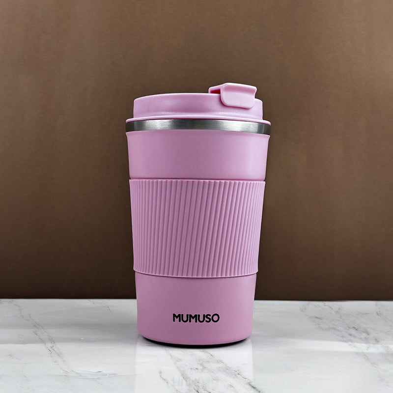 Mumuso Portable Insulated Coffee Tumbler - Pink (380ml)