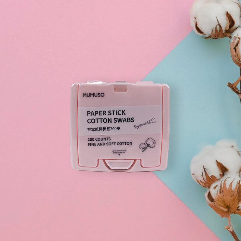 Mumuso Paper Stick Cotton Swabs - 200 counts