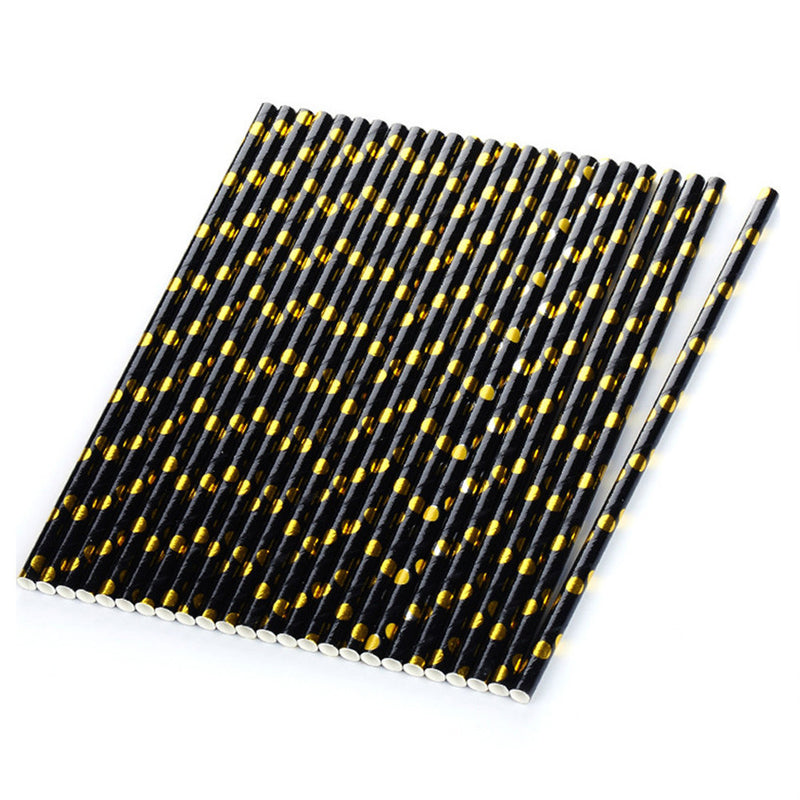 Disposable Straw With Gold Dots